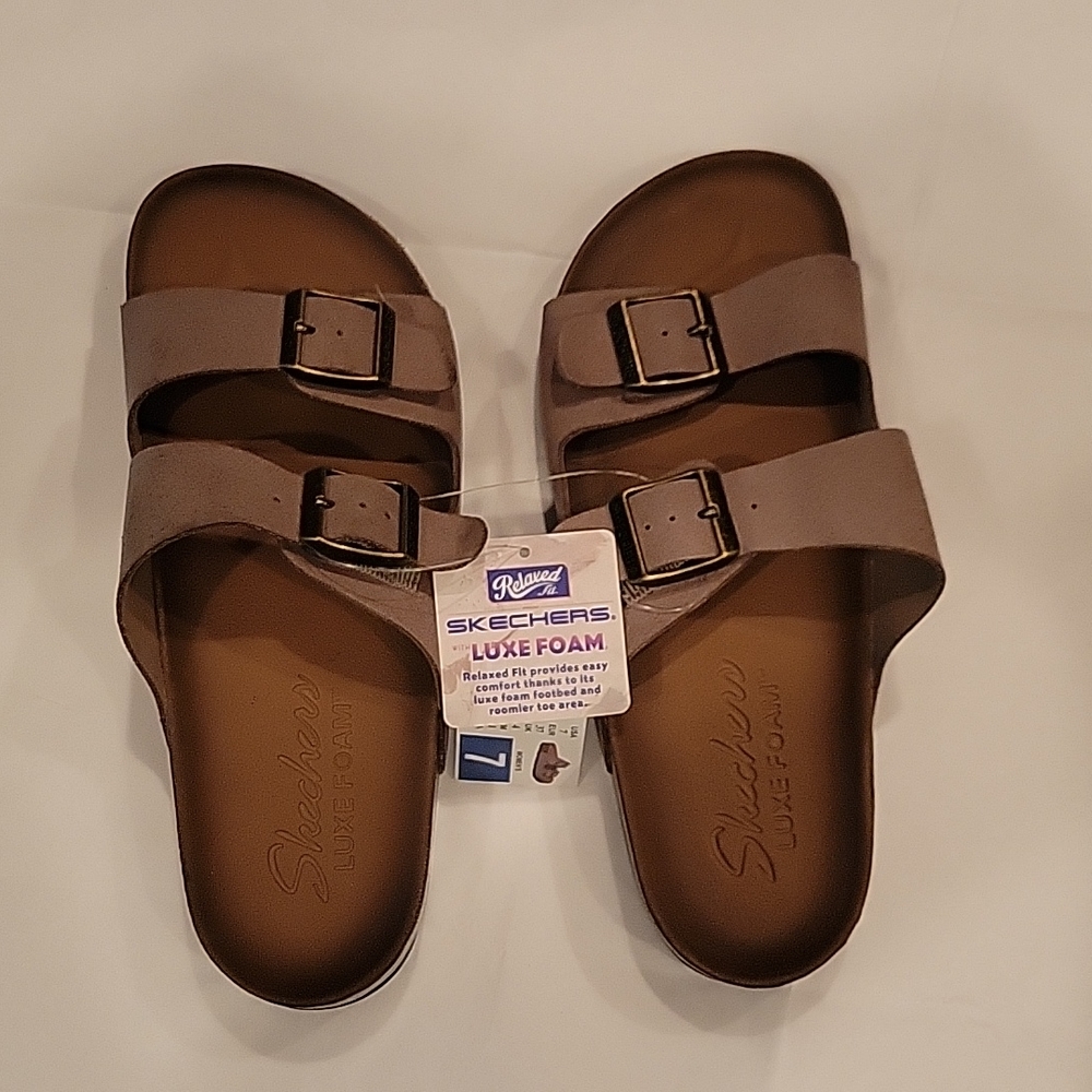 Skechers relaxed fit sandals  size 7 Taupe